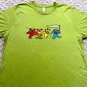 🐢 '19 Grateful Dead Band Vermont State  Walking Hiking Bears Soft Green T Shirt